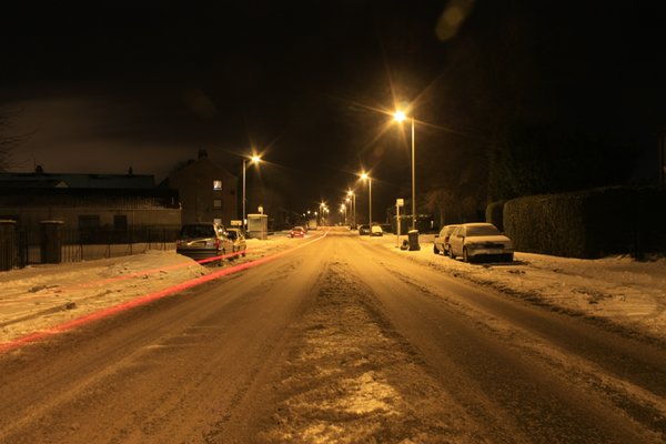 Winter street at night