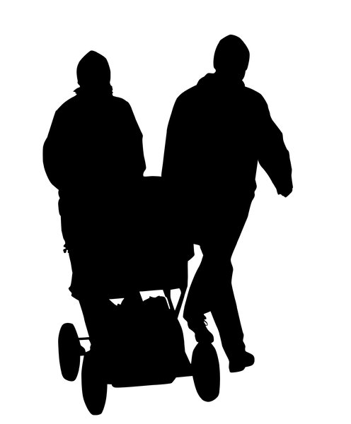 Couple with the child: A silhouette portreting a couple with a child in a
