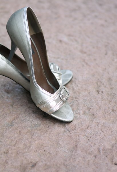Shoes: Silver stilettos