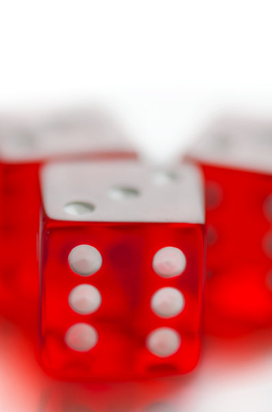 Red dice on white background