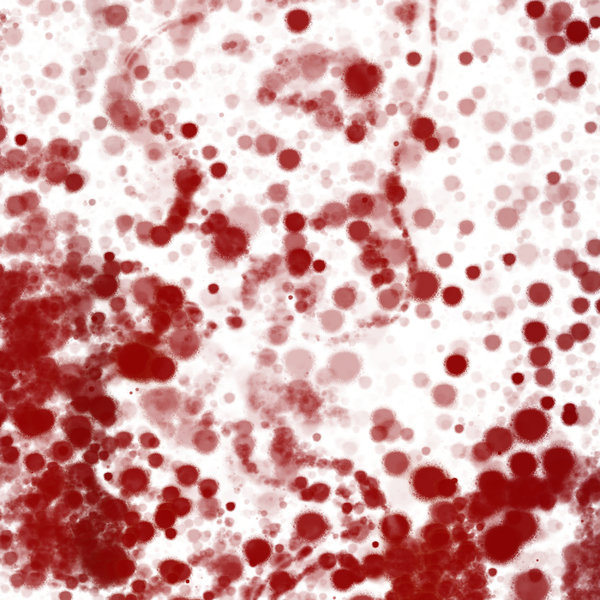 Blood Spatters 2: Spattered blood stains against a white background. Useful illustration.