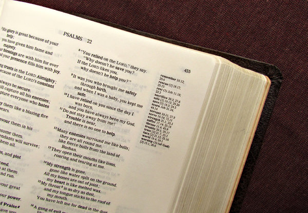 open Bible1: Bible open in the Old Testament Psalms