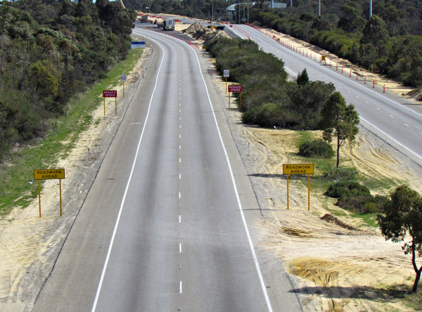 empty highway: stretch of highway closed for major redevelopment roadwork