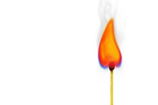 Match and flame illustration: flaming match
