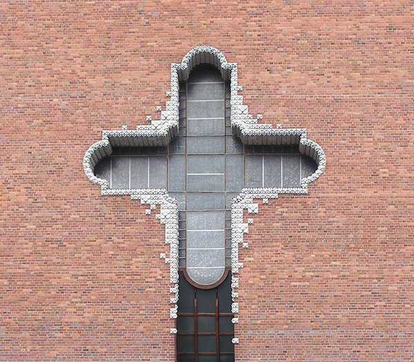 Cross in the church's wall