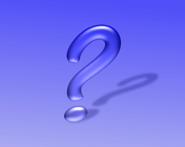 Question Mark 3: Question mark in 3D, with a shadow, against a blue coloured background.