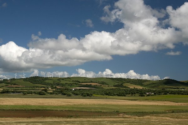 Wind turbine hillside