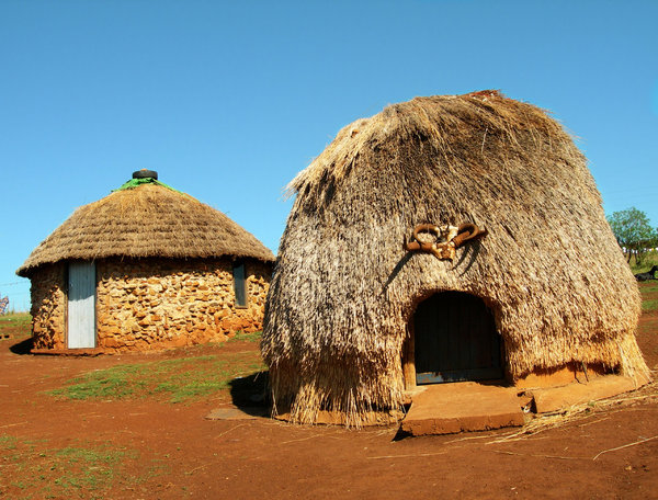 primitive huts: photo taken in mozambique