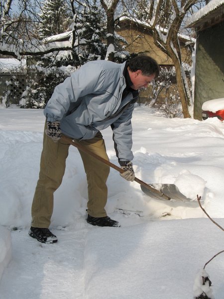 shoveling the snow