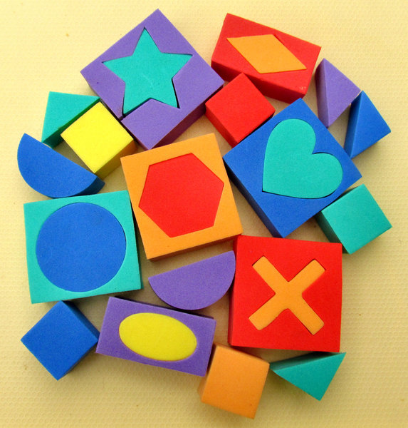 shapes and colours1: colourful children's soft foam rubber playing blocks and shapes