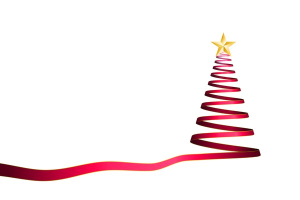 Christmas Elements - Tree 3: Ribbon christmas tree on the white background