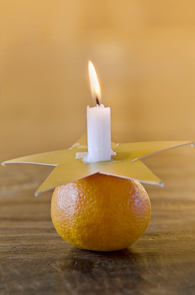 tangerine candle holder
