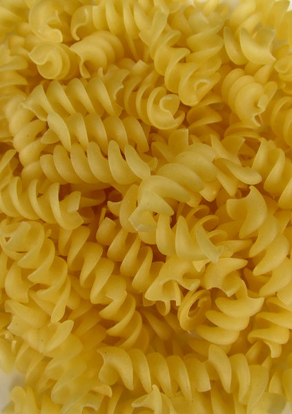 spiral pasta1: bulk quantity of raw uncooked spiral pasta