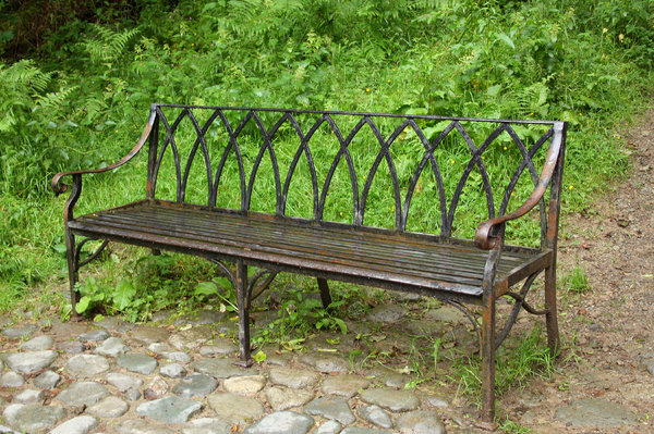 Bench: Metal bench in the forest