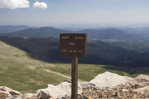 Mountaintop road sign