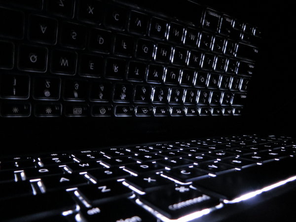 reflected keyboard: backlit keyboard and reflection