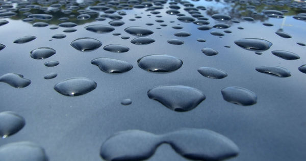 rained on2: raindrops accumulating on hard surface