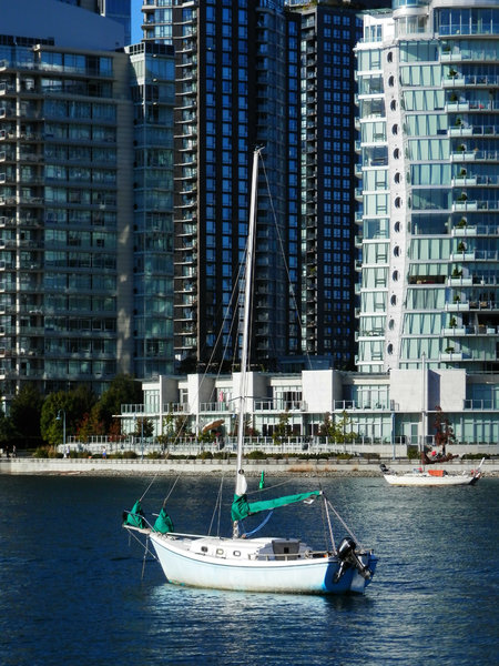 skyscraper, sailboat