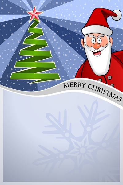 Christmas Poster 03: Christmas blue Poster with Santa Claus and christmas tree