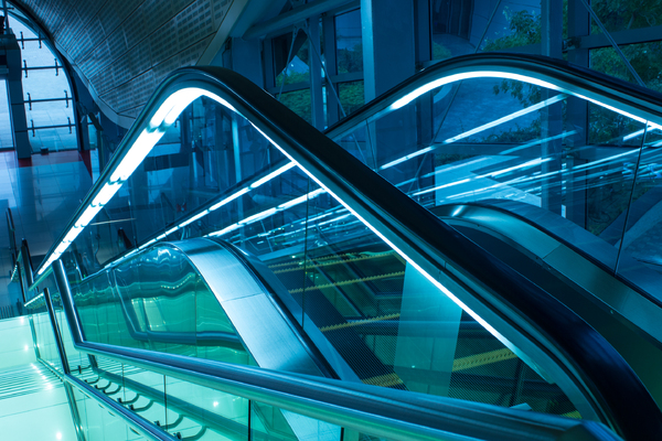 Metro Escalator: Escalators at a Dubai metro station