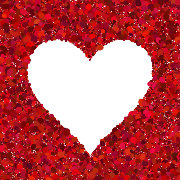 Heart Shapes 1: A border of red coloured elipses around a heart shape, making a pretty background for a card, invitation or valentine.