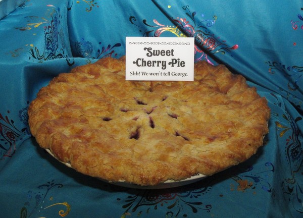 Cherry pie with label