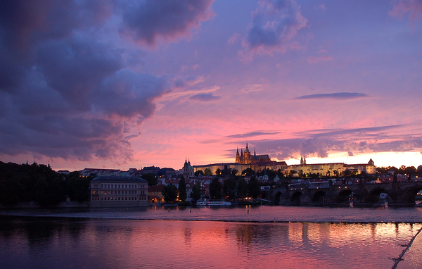 Sunset in Prague 3: The mighty castle in Prague durin g a long afternoon...