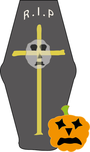 coffin and pumpkin
