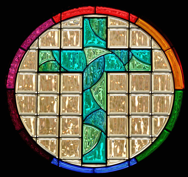 coloured encircled glass cross