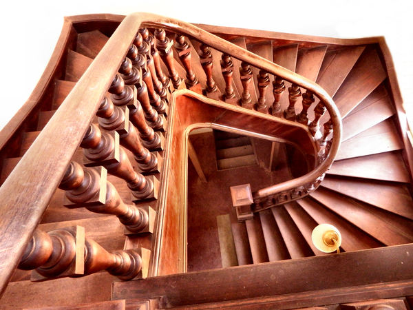 staircase angles1: wooden staircase in old historic rural building