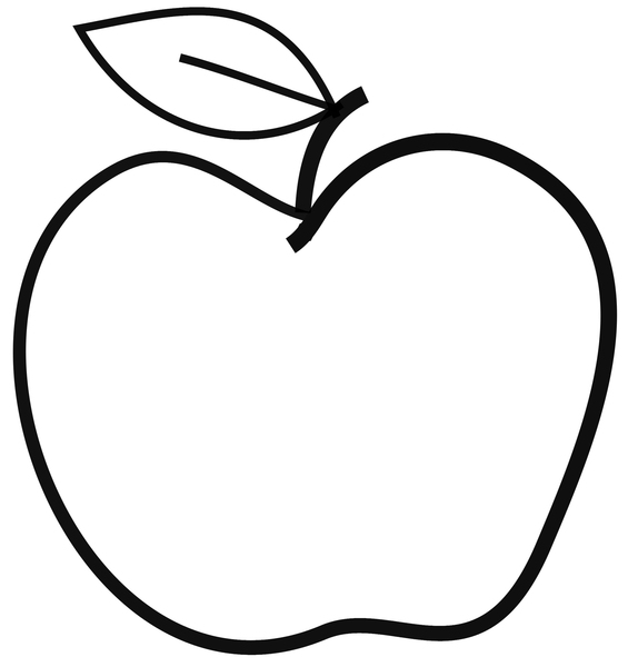 Apple: Simple line drawing of an apple.