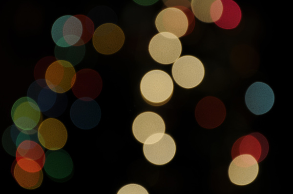 Christmas Lights Blur III: Christmas tree lights blurred, close-up