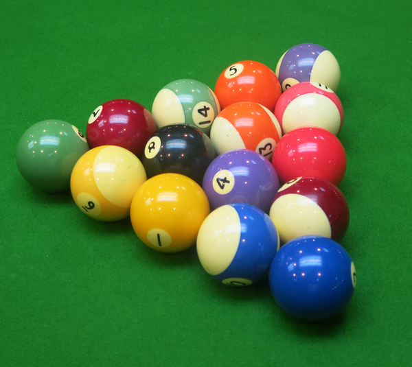racked pool balls