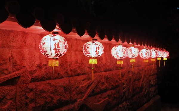 row of red night lanterns