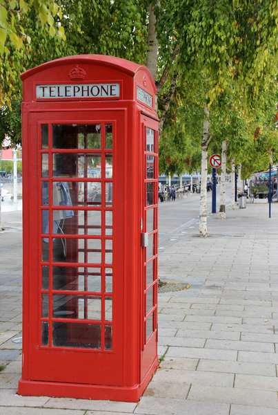 Phone booth: Red English phone booth