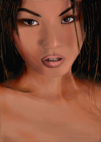 woman: drawn using a tablet