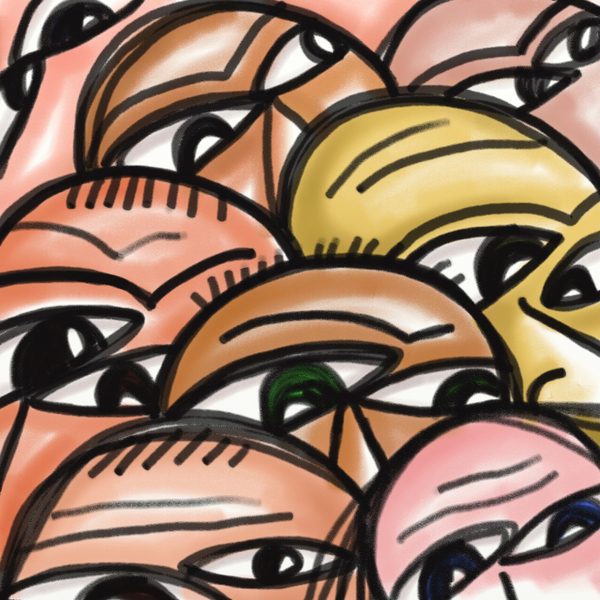 Crowd of People: Digitally painted illustration of a group of diverse faces.