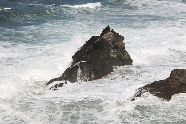 Rocks and crashing waves