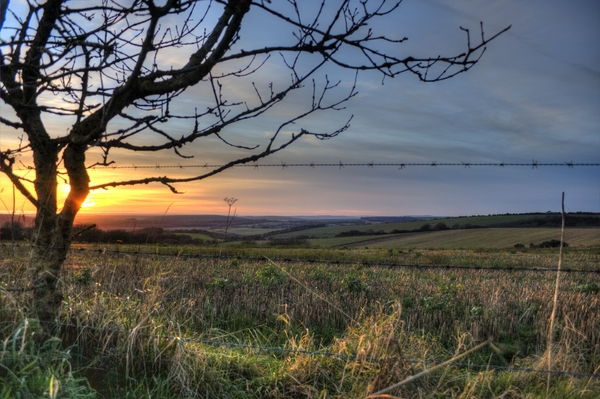 Sunset in Sussex: Up on the Sussex downs in Autumn