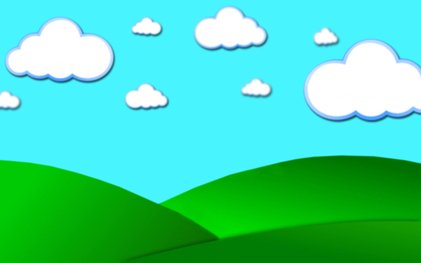 Cartoon Clouds: Cartoon clouds and hills