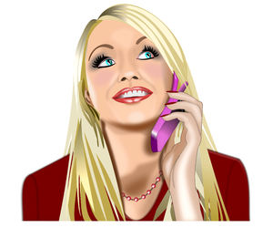 phone call: Woman making a phone call in vector art.