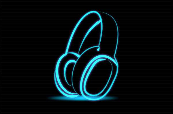 Sound: Shape of headphone and speaker like neon