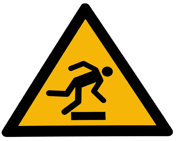caution tripping hazard: Danger sign caution tripping hazard