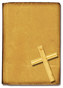 Bible Cover: A paper Bible coverwith a Christian cross.