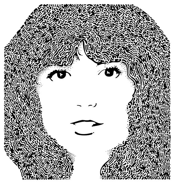 LINDA: Hand drawn portrait with funky pattern from 1975.Please visit my gallery at:http://www.stockxpert.com ..