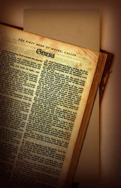 Genesis: The book of Genesis from a vintage Bible.