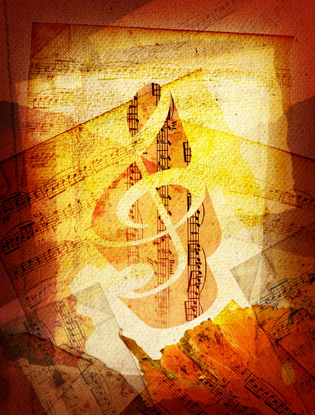 Sheet Music 4: Variations on a sheet music collage.