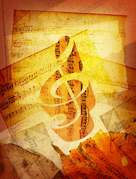 Sheet Music 2: Variations on a sheet music collage.