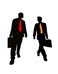 Business Men-silhouette: Business friends on a walk.