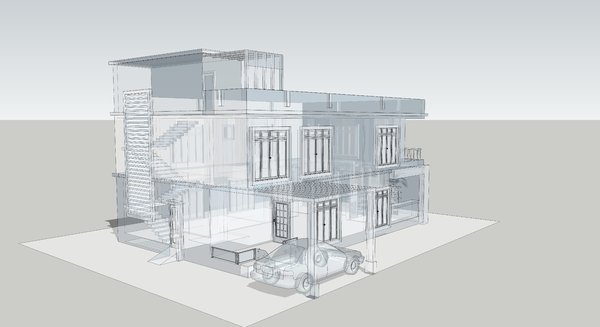 Edifício 3D e wireframe 3: 
